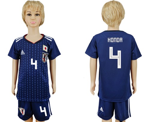 Japan #4 Honda Home Kid Soccer Country Jersey